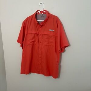NWOT Real Tree Men’s 2XL Coral Pink Short Sleeve Button Up Fishing Outdoors